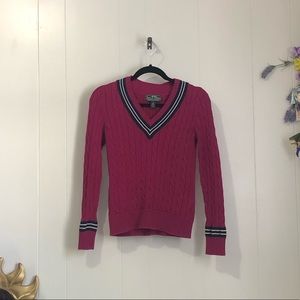 Fuschia Pink Ralph Lauren Active V-Neck Sweater